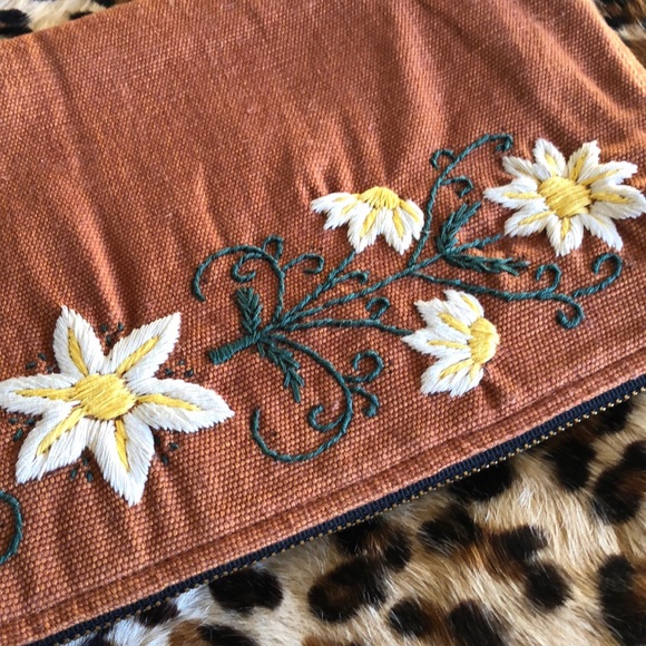 Nubby Cotton Embroidered Handbag / Clutch - Picture 2 of 16